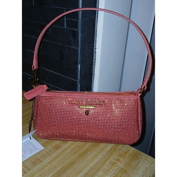 Kurt Geiger Handbags - Kurt Geiger Coral Pink Crystal-Embellished  bag